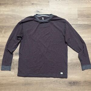 Vuori Men's Burgundy/Gray Stripe Long Sleeve Shirt